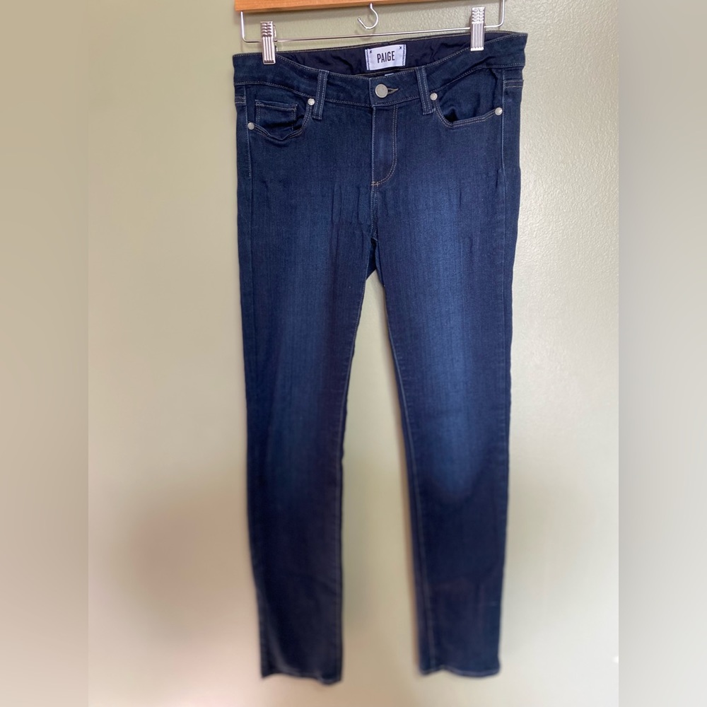 Paige Dark‎ Wash Skyline Skinny Jeans, Size 28